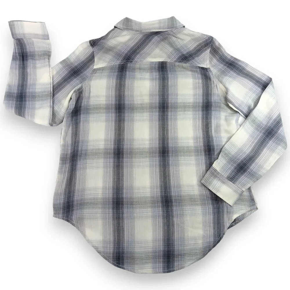 MUDD-Women's-Plaid-Gray-Black-Pink-SMALL-pullover-V Neck-Long Sleeve-Pockets - Picture 4 of 16